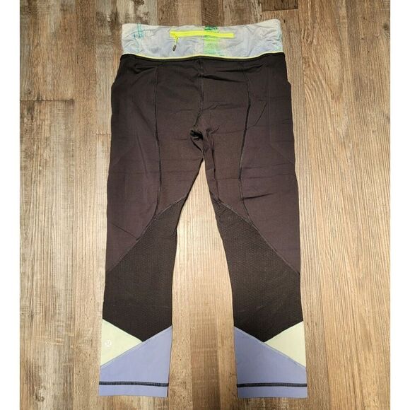 Lululemon 6 Pace Rival Crop Black Wind Chill Black Lullaby Periwinkle - Picture 3 of 6